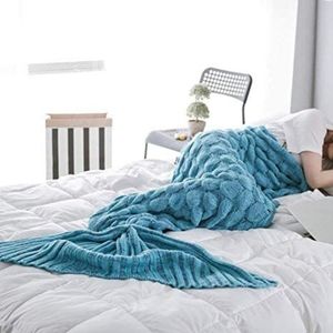 Crocheted Mermaid Tail Blanket with Scale Texture